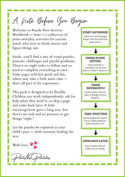 Puzzle Nest Activity Workbook – Issue 1 | 20+ Printable Activities