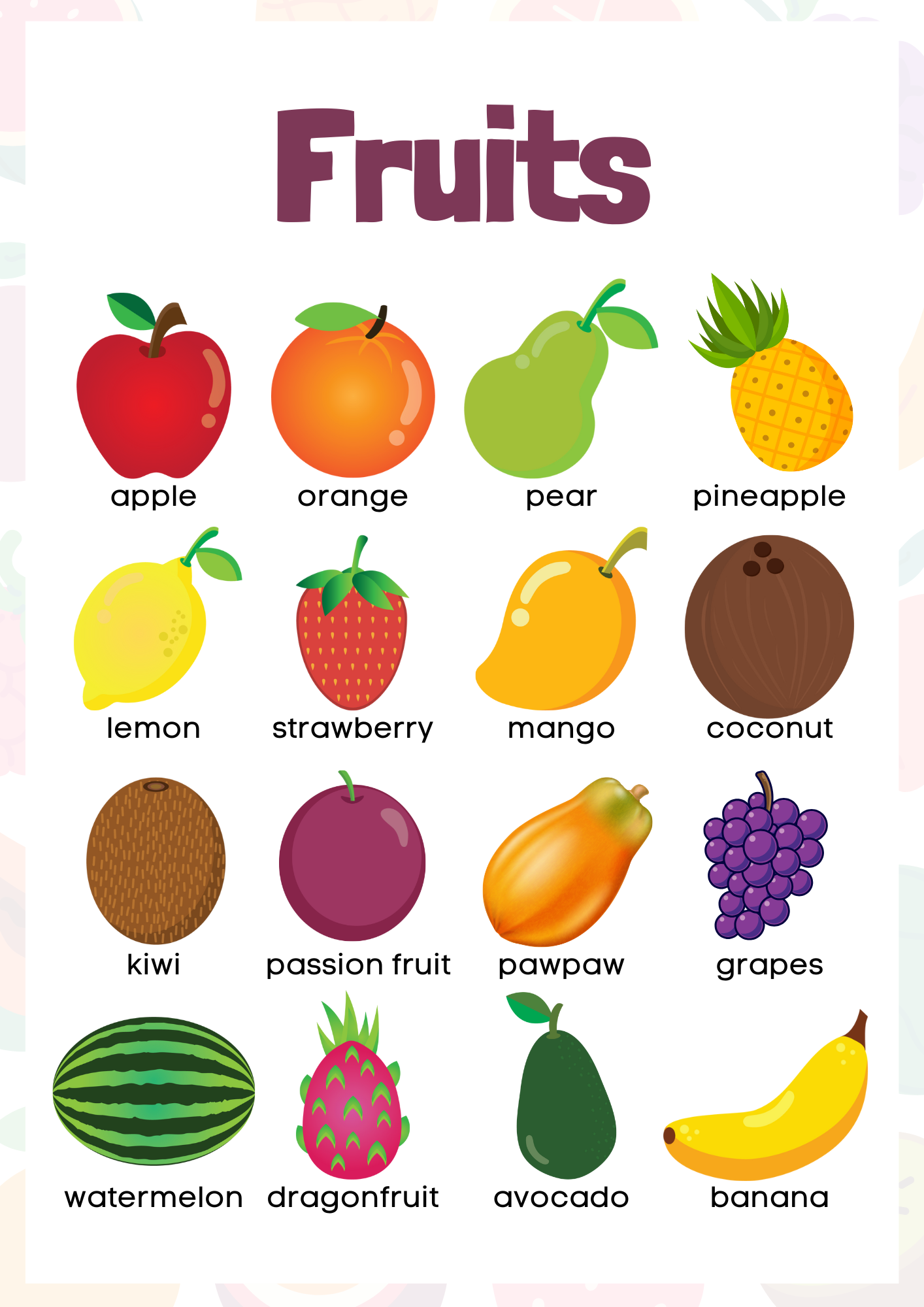 Fruits Coloring Book