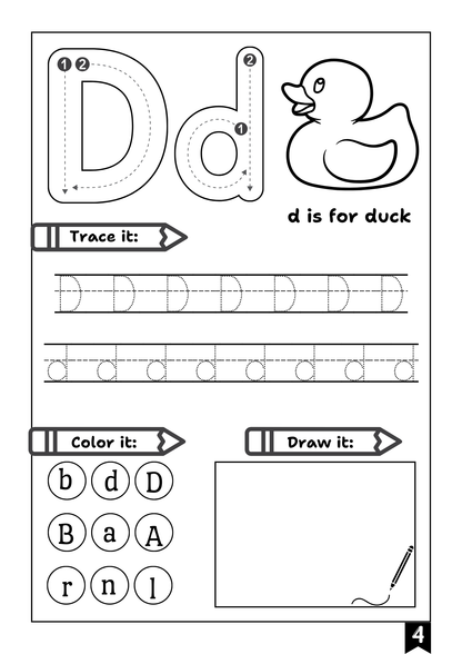 Alphabet Activity Workbook: Trace, Color & Draw